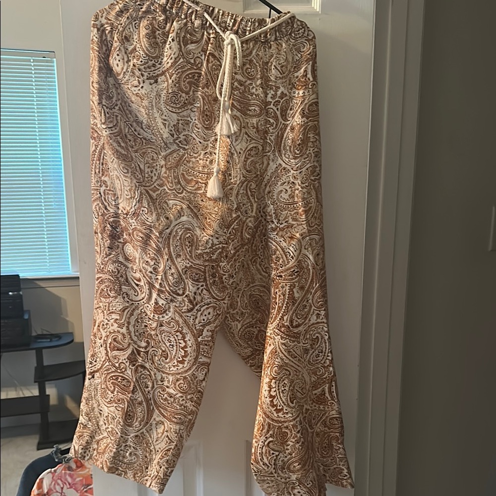 Lane Bryant Paisley Print Pants - Brown and Cream